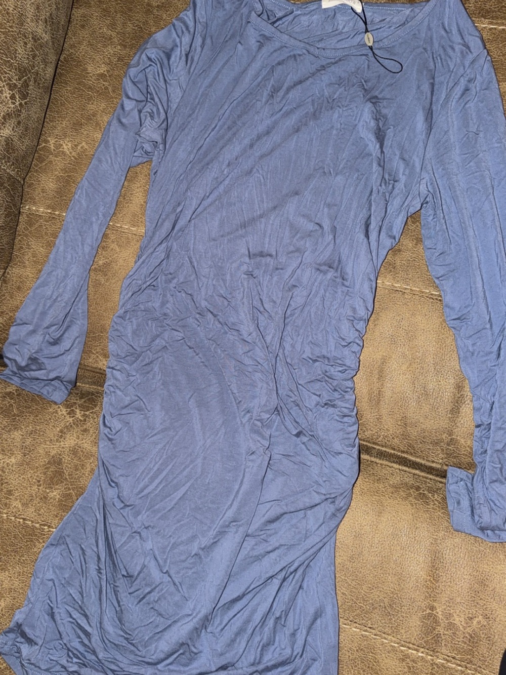 Women's Long Sleeve Blue Jersey Dress